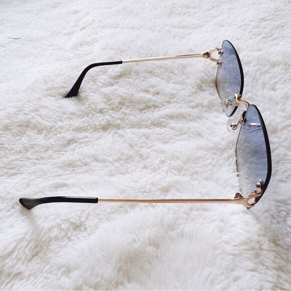 Laurel Clear Blue Rimless Sleek Sunglasses - Picture 7 of 11